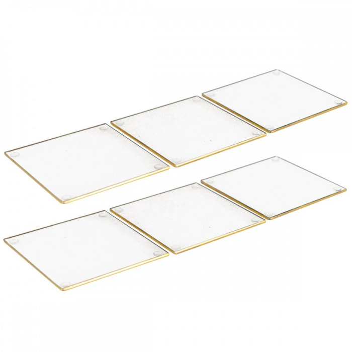 Set 6 dessous de verre carre avec bord dore