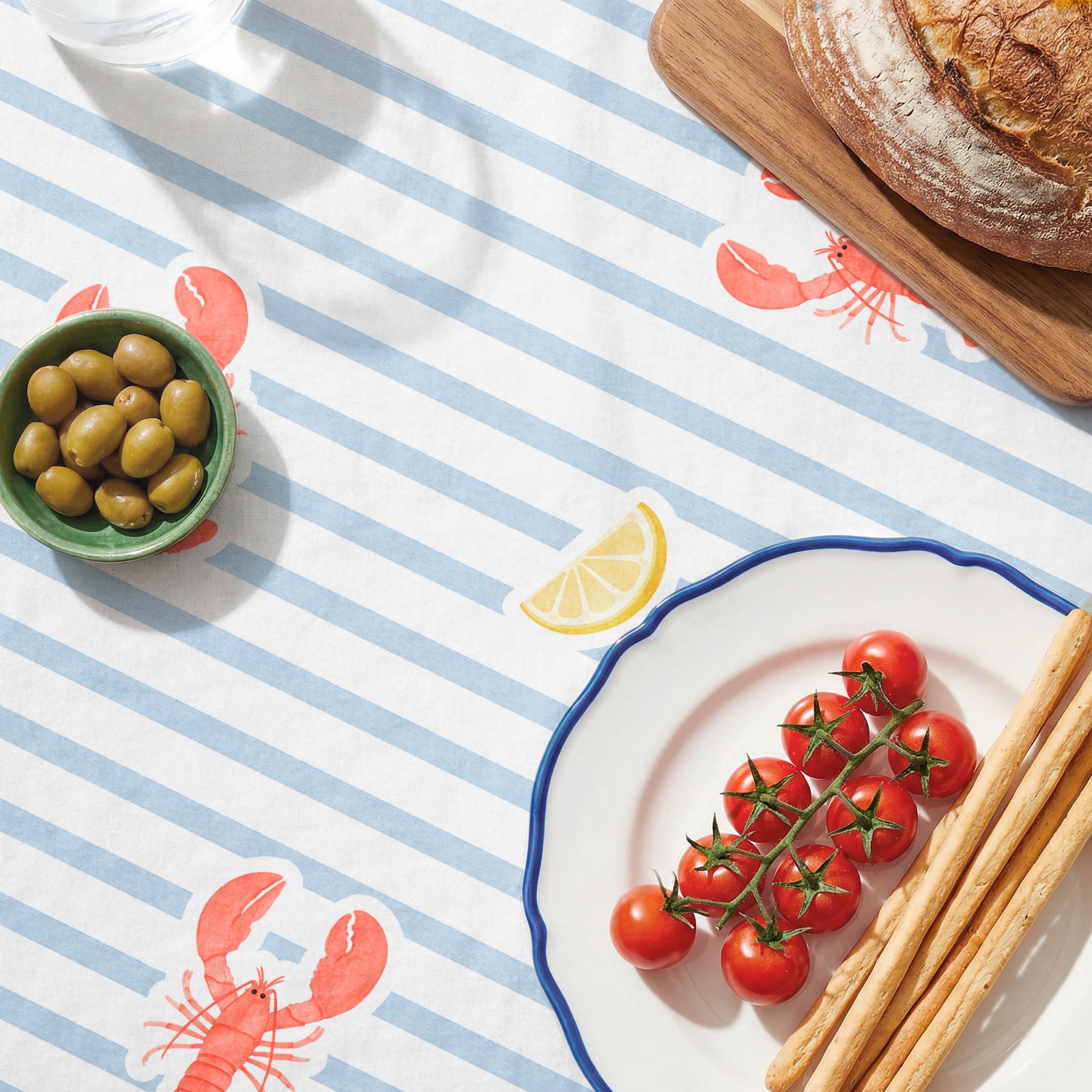 Nappe anti-taches CAMELIA BLEU - en 100 % coton