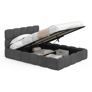Lit coffre Bubble 140x190cm velours gris