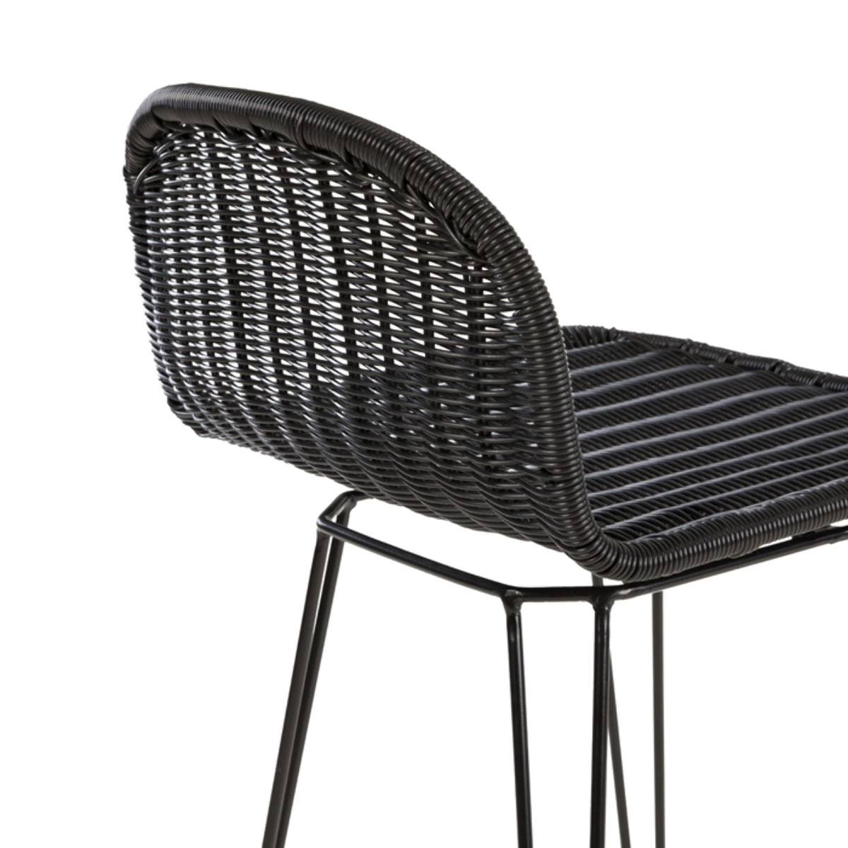 Lot de 2 chaises de bar mi-hauteur 63 cm en résine tressée noire - Jigani