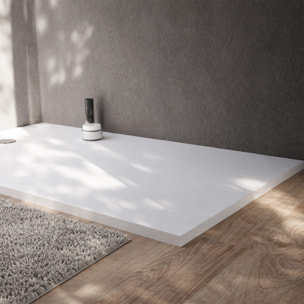 Receveur 120x80x2.6cm Extra-plat en Polybéton Blanc Mat Effet Soft-touch - Redécoupable - NELSON