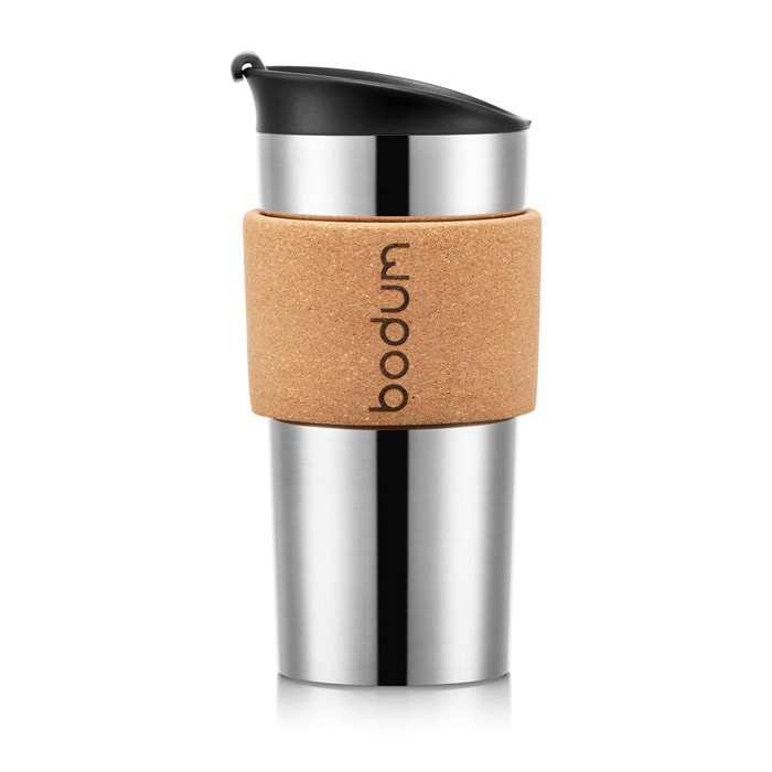 TRAVEL MUG: Mug de voyage isotherme en inox double paroi, couvercle à clapet, 0.35 l 0.35 L