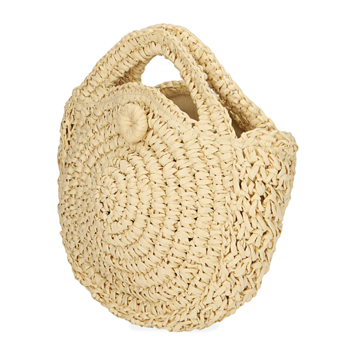 Bolso tejido de paja beige