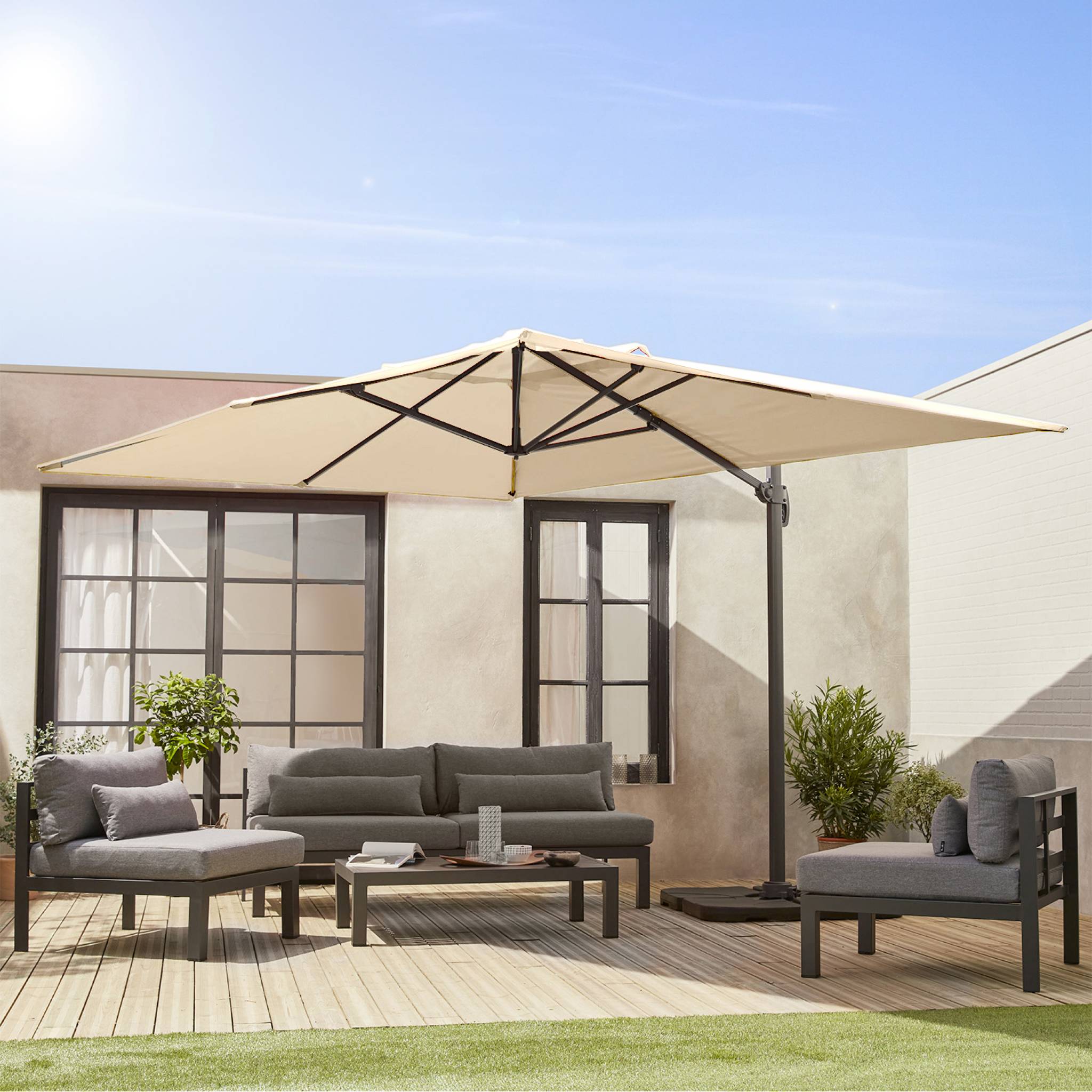 Parasol déporté rectangulaire 3x4m WIMEREUX