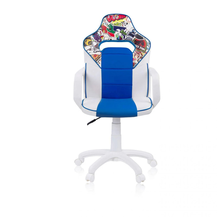 Silla gaming DRW Sticker Blanco Azul DRW