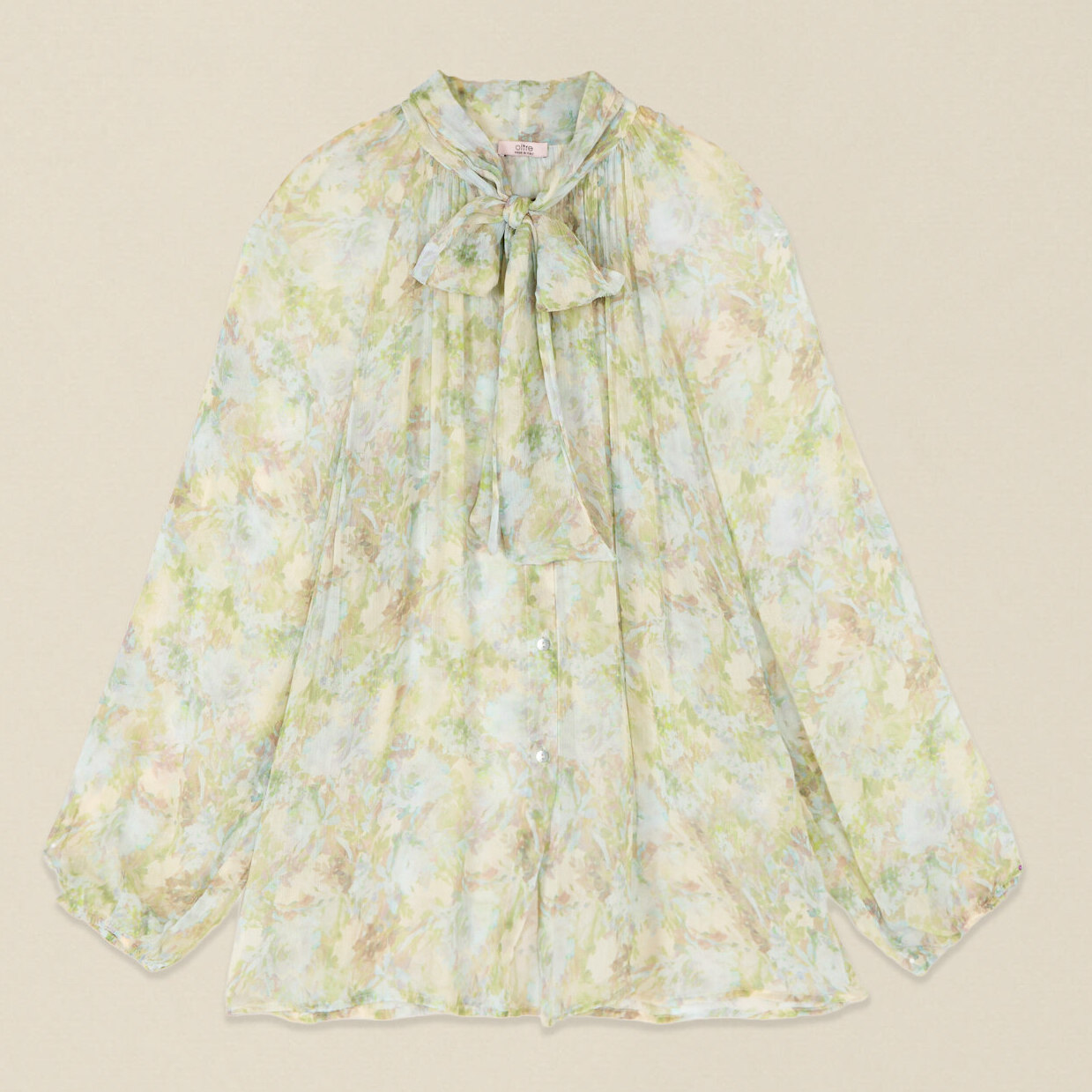 Oltre - Blusa de viscosa plisada con lazo - Light - blue