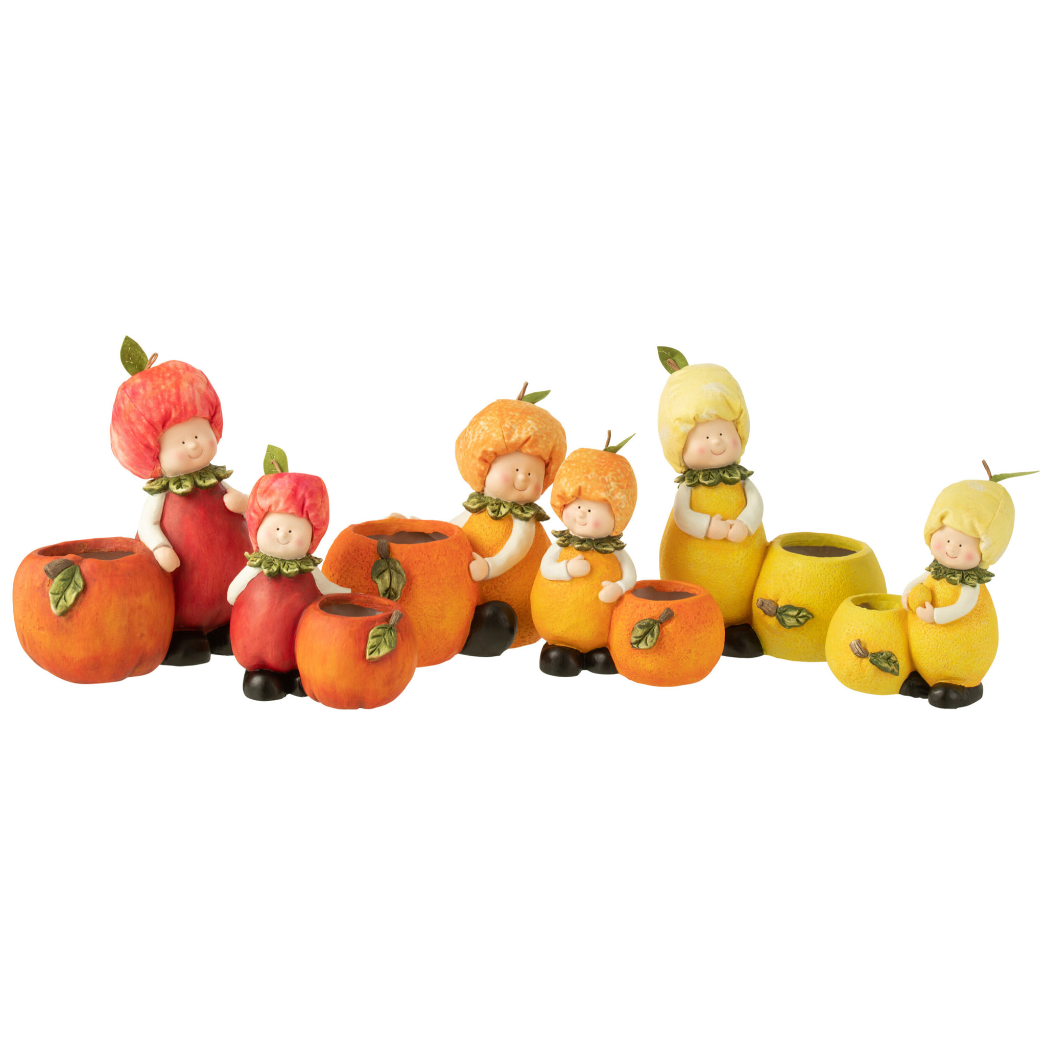 J-Line figurine Jardinière Enfant - citron/orange/pomme - polyresine - mix - small - 3 pcs