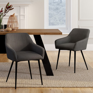 Chaises Jenny en velours côtelé et pieds métal