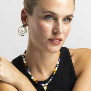 Pendientes con Malaquita acabado oro 18k