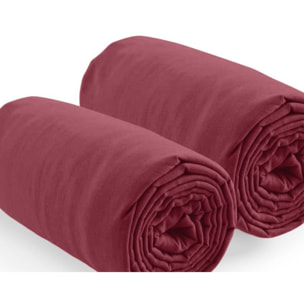 Lot de 2 Draps Housse - Bonnet 35cm 100% Coton 57fils Cerise