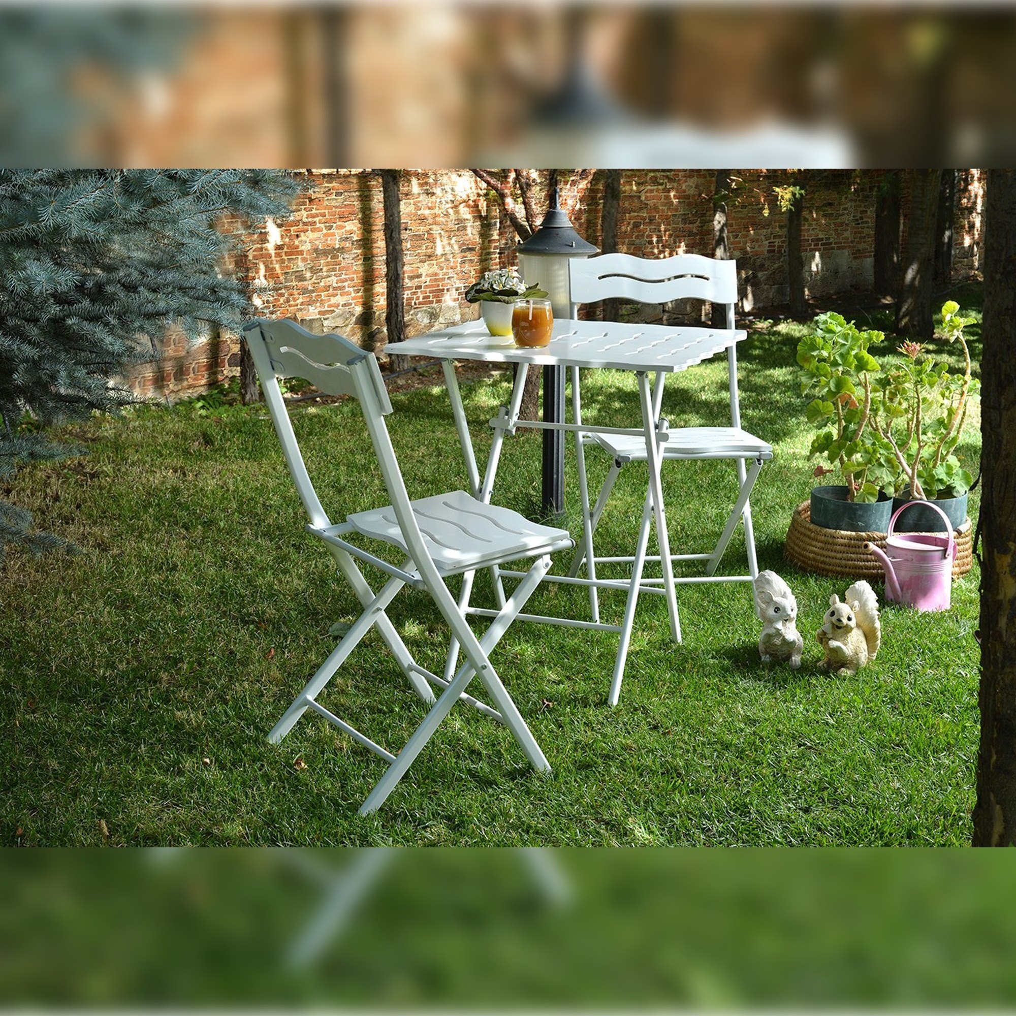 Set de mesa y sillas de jardín blanco