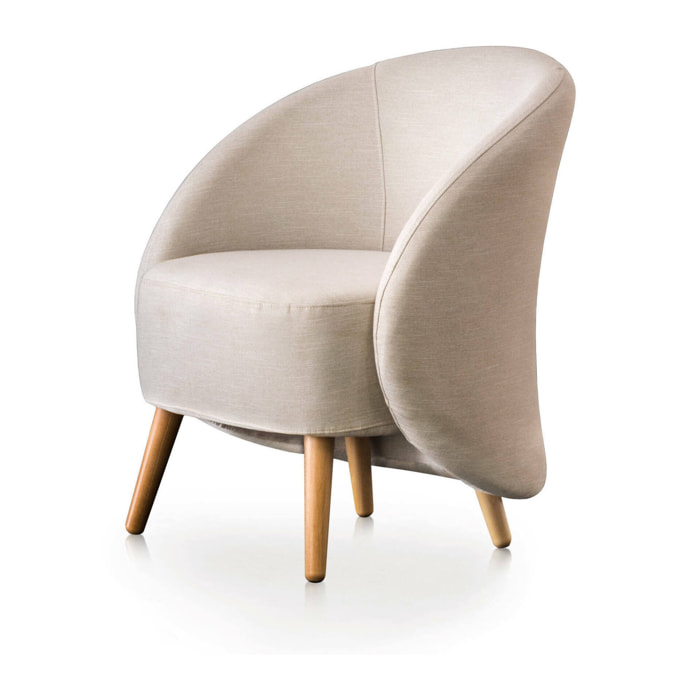 Poltrona Alla, Poltrona di design da salotto, 100% Made in Italy, Poltroncina relax in tessuto imbottito, Cm 70x60h80, Beige