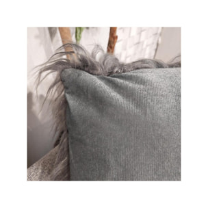 Coussin carré 45 x 45 cm gris anthracite fausse fourrure - BANKI