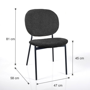 Lot de 2 chaises de salle à manger Tomasucci WERZA, en tissu, anthracite, 58 × 47 × 81 cm
