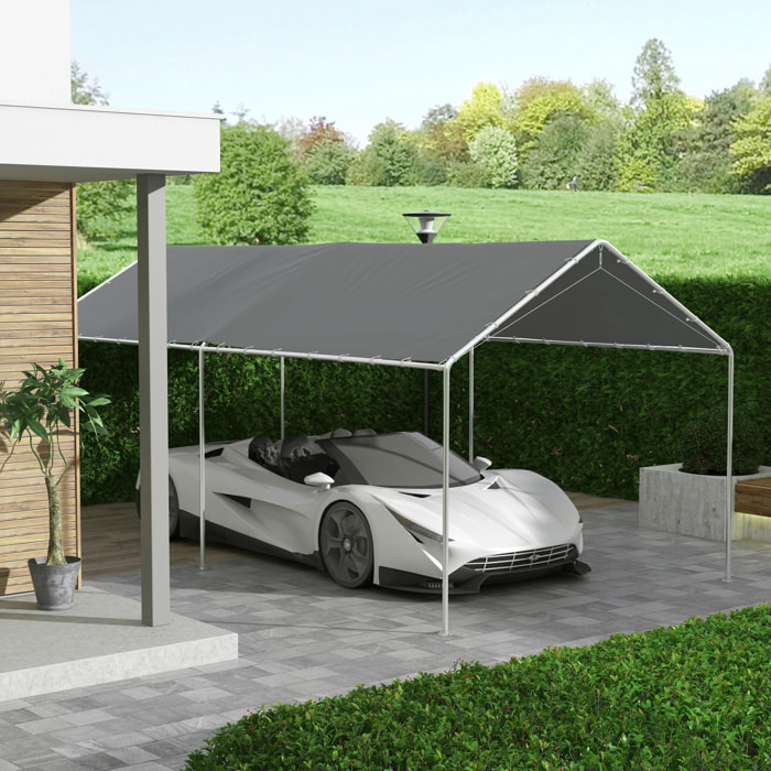 Toile de rechange carport auvent voiture dim. 6L x 3l m tendeurs élastiques inclus PE haute densité gris