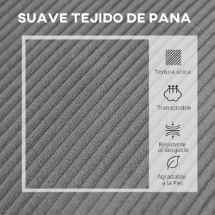 Sofá de 2 Plazas Tapizado en Pana Sofá de Salón sin Brazos con 2 Puertos USB 1 Puerto Tipo-C y Patas de Madera Sofá Pequeño Carga 220 kg 110x60x85 cm Gris