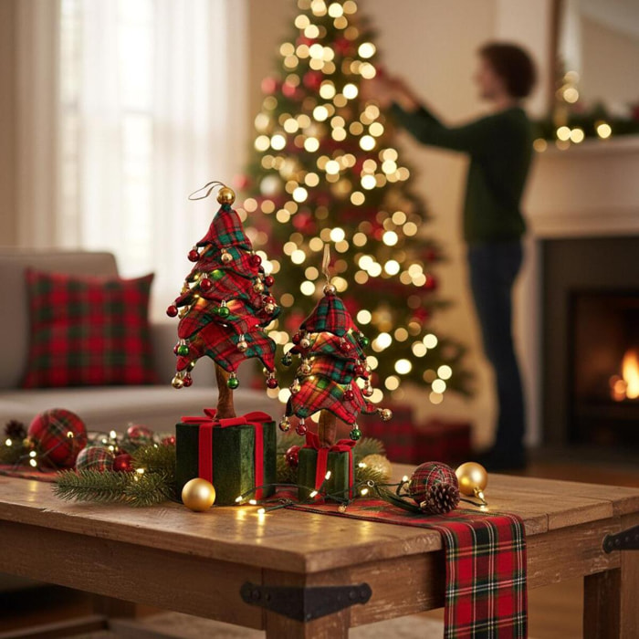 Albero con sfere pacco dono e led - Pezzi 1 - ROSSO - Bianchi Dino SpA