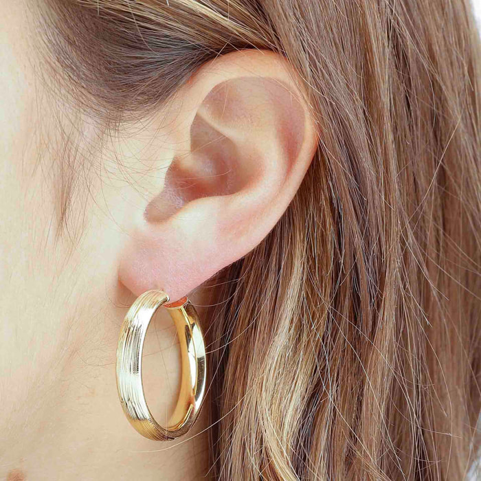 Orecchini a Cerchio Diamantati in Argento 925 placcato Oro Giallo 18Kt Diametro 3cm