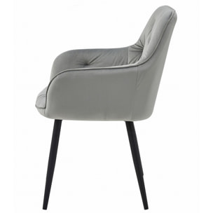 Set di 2 sedie Jork in velluto grigio argento con gambe nere