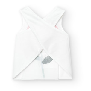 Camiseta niña estampada, tirantes, blanco, 228103