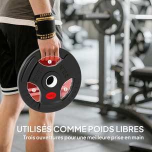 Disques de musculation - lot de 2 disques - total 20 Kg - dia. intérieur 50 mm - métal PVC noir
