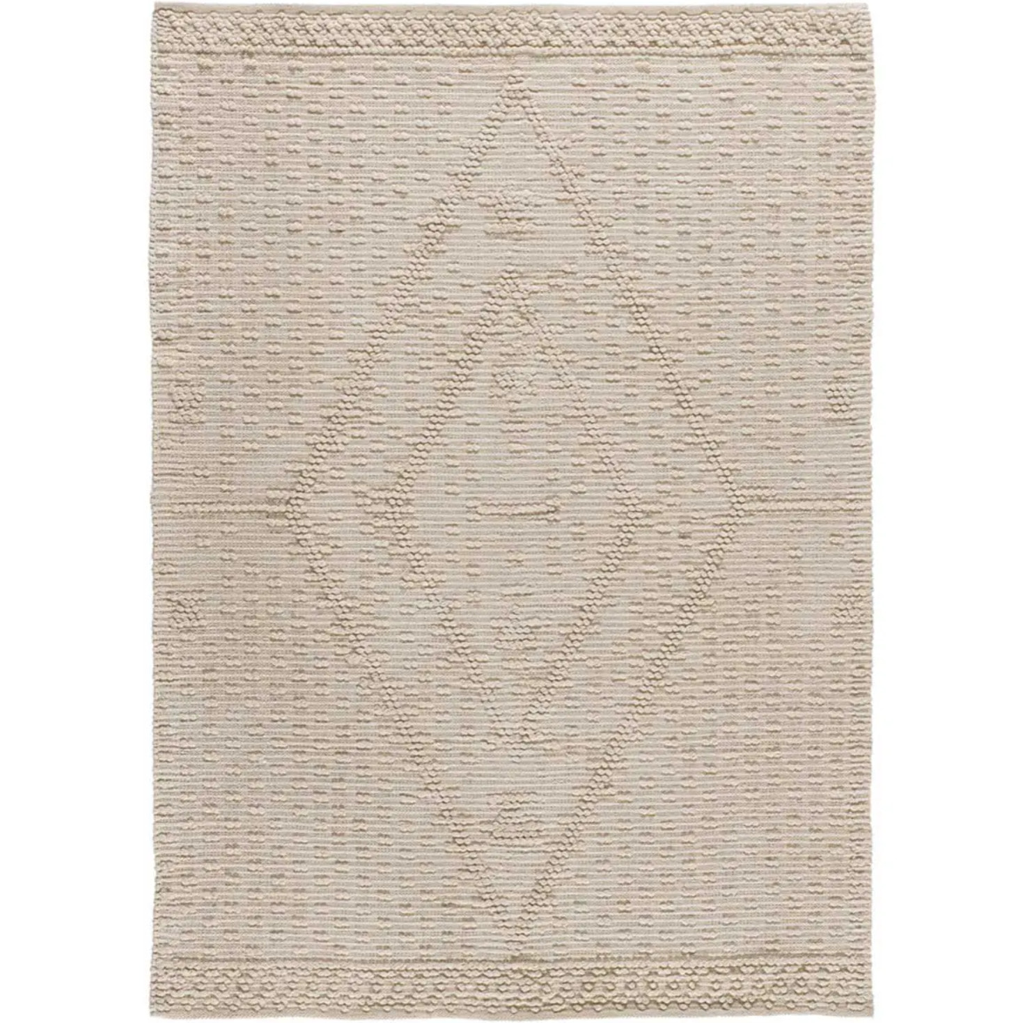 PAMUK Alfombra étnica algodón reciclado con relieve en crema, varias medidas disponibles