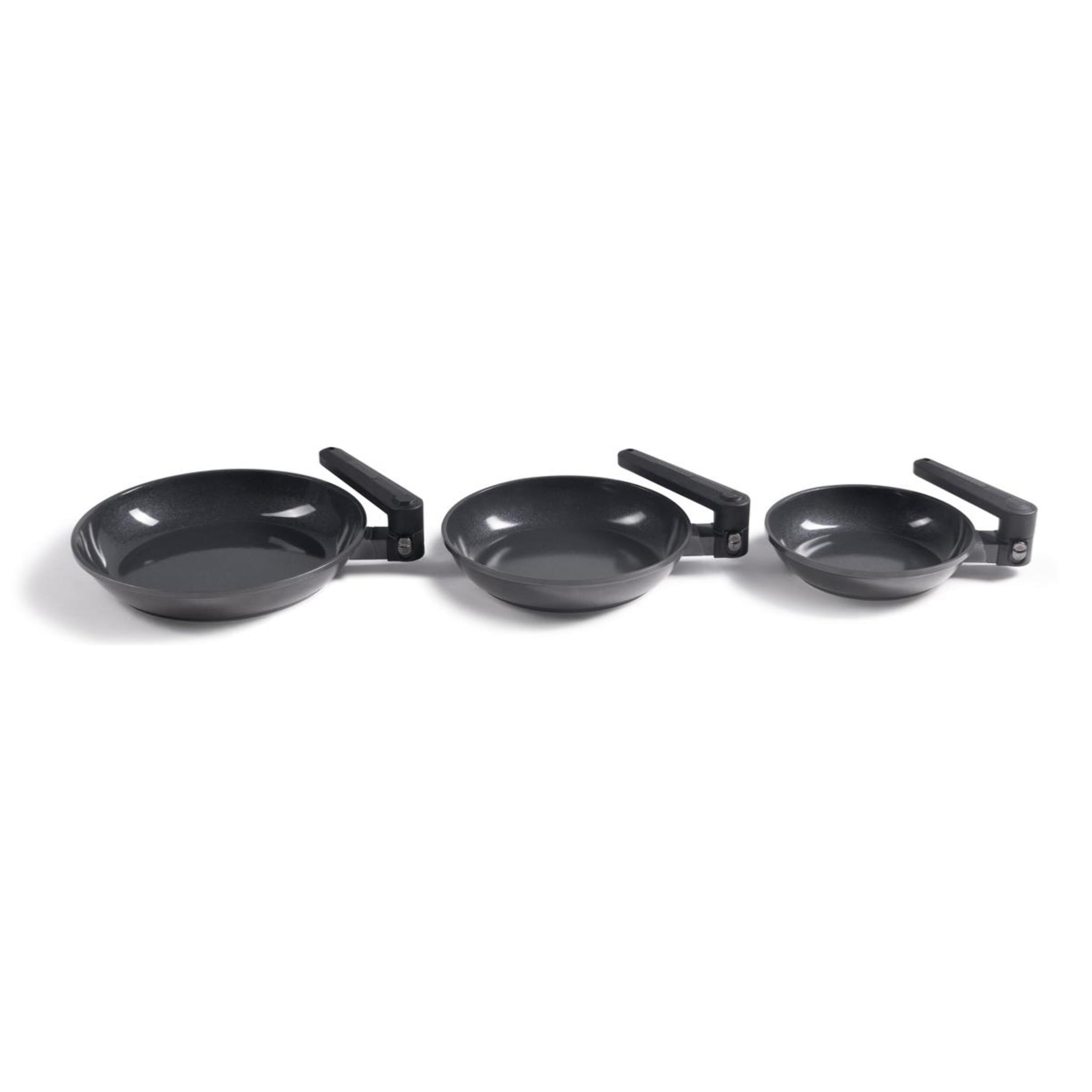 Set de 3 poêles 20 24 28 cm avec manches repliables - Transformer