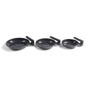 Set de 3 poêles 20 24 28 cm avec manches repliables - Transformer