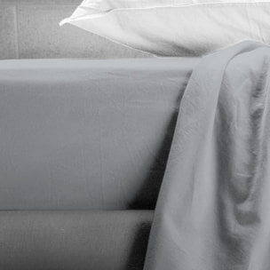 UNO CASA DESIGN Lenzuolo con Angoli Beatriz in 100% Cotone No-Stiro Tinta Unita_Singolo_grigio-chiaro