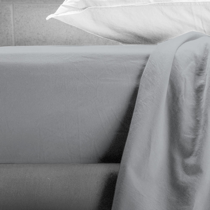 UNO CASA DESIGN Lenzuolo con Angoli Beatriz in 100% Cotone No-Stiro Tinta Unita_Singolo_grigio-chiaro