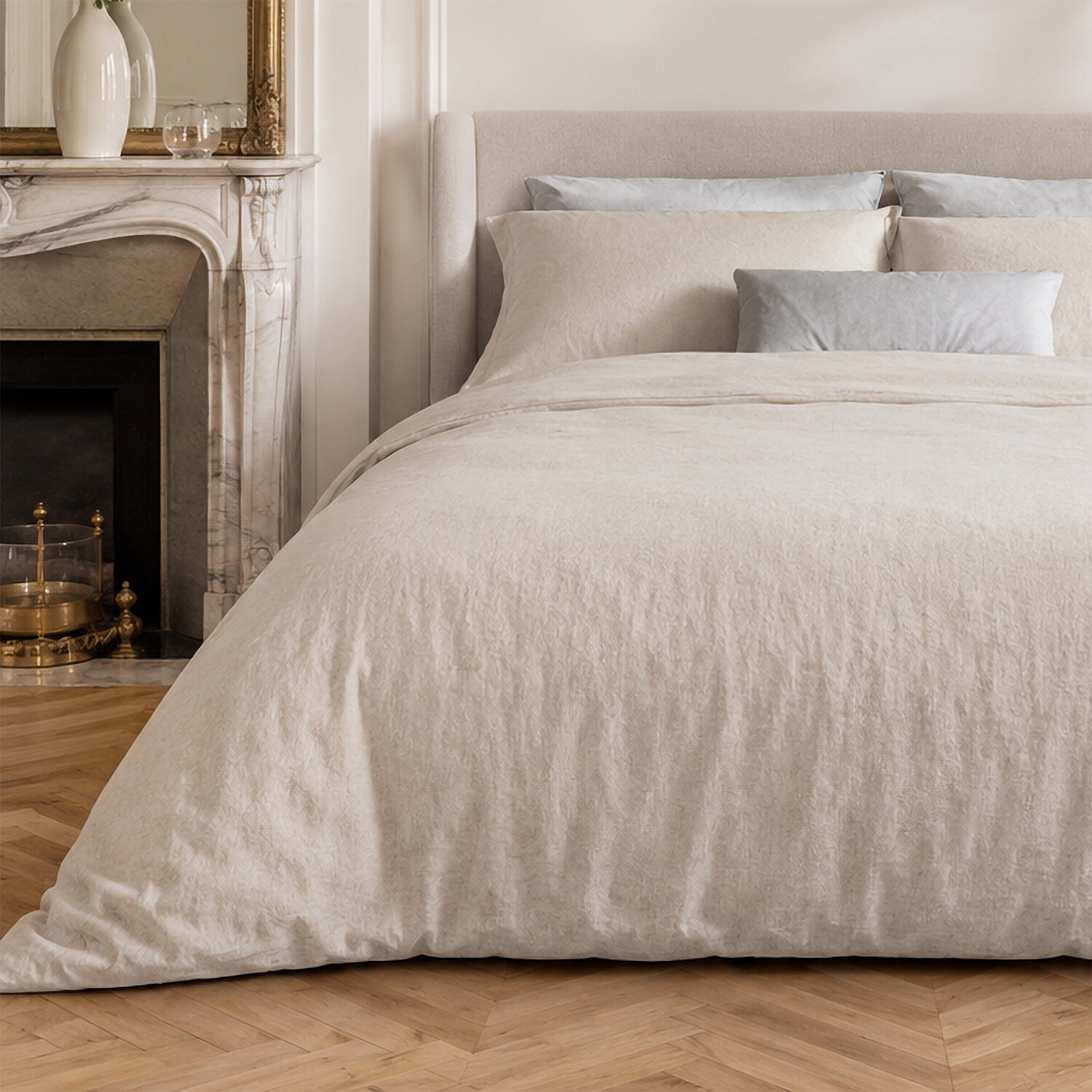 Parure housse de couette 100% coton lavé ecru - Drift
