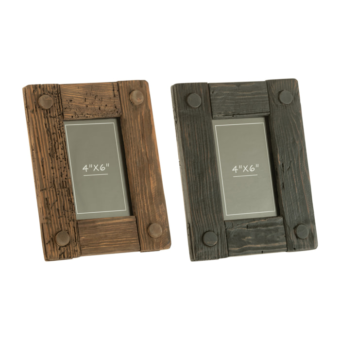J-Line cadre photo Nick - bois de Pin - brun/noir - small - 2 pcs