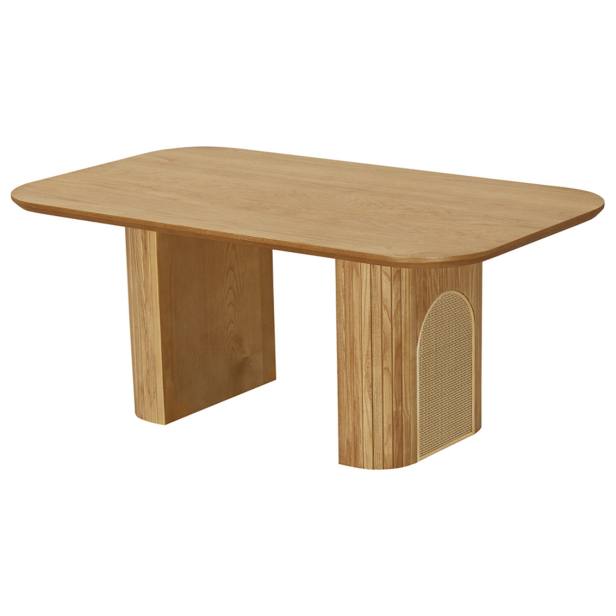 Milazzo - table basse - bois plaqué chêne et cannage - 120 cm - Bois