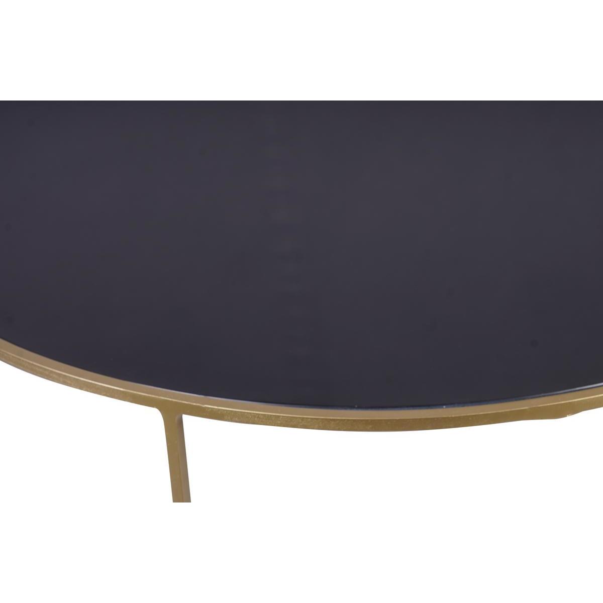 Tables basses gigognes rondes design métal doré et verre teinté noir (lot de 2) ROXO