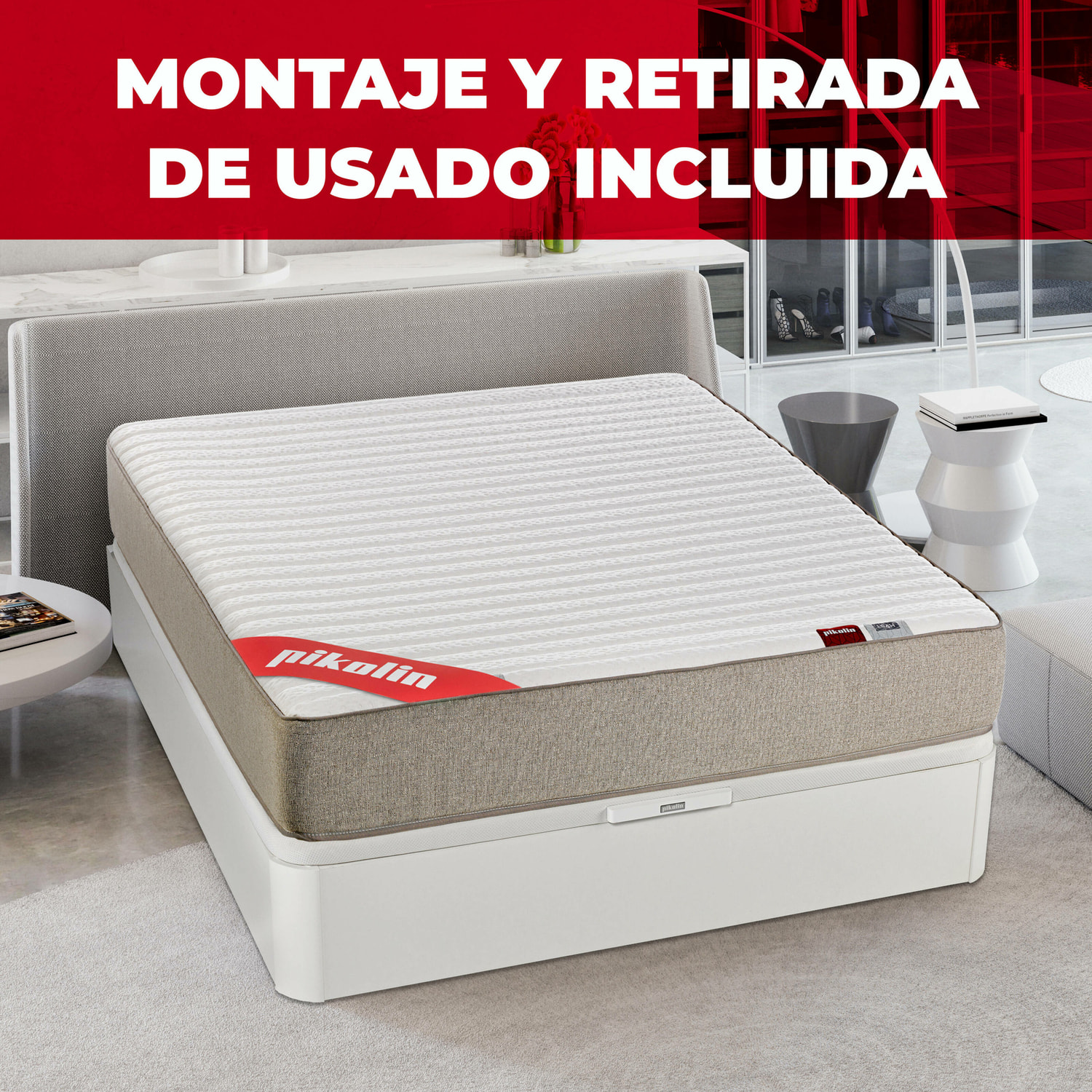 Colchón Viscoelástico + Canapé Abatible | ENVIO, ENTREGA Y RETIRADA INCLUIDO | Leah