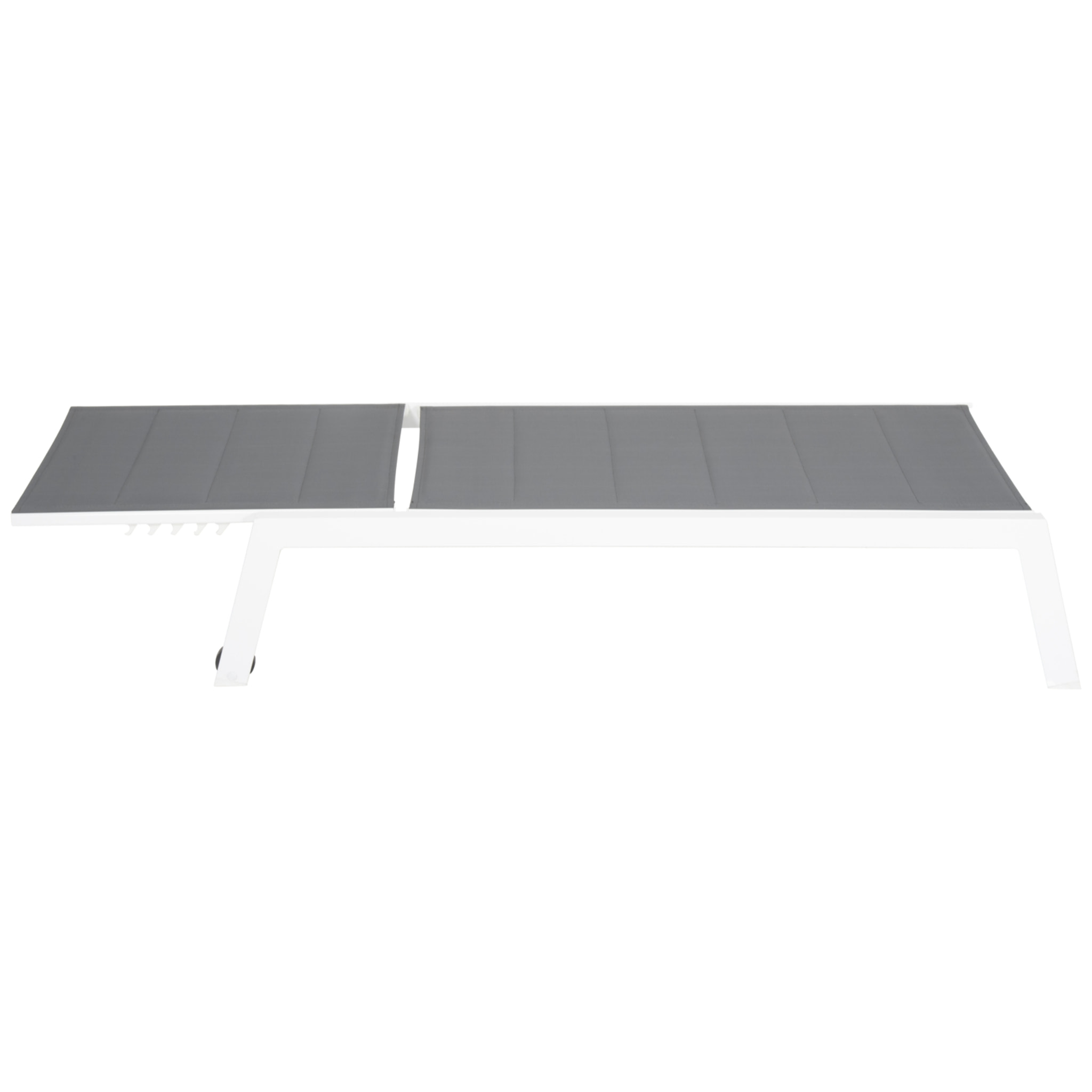 Set bain de soleil et table d'appoint BARBADOS en textilène gris - aluminium blanc