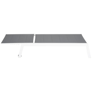 Set bain de soleil et table d'appoint BARBADOS en textilène gris - aluminium blanc