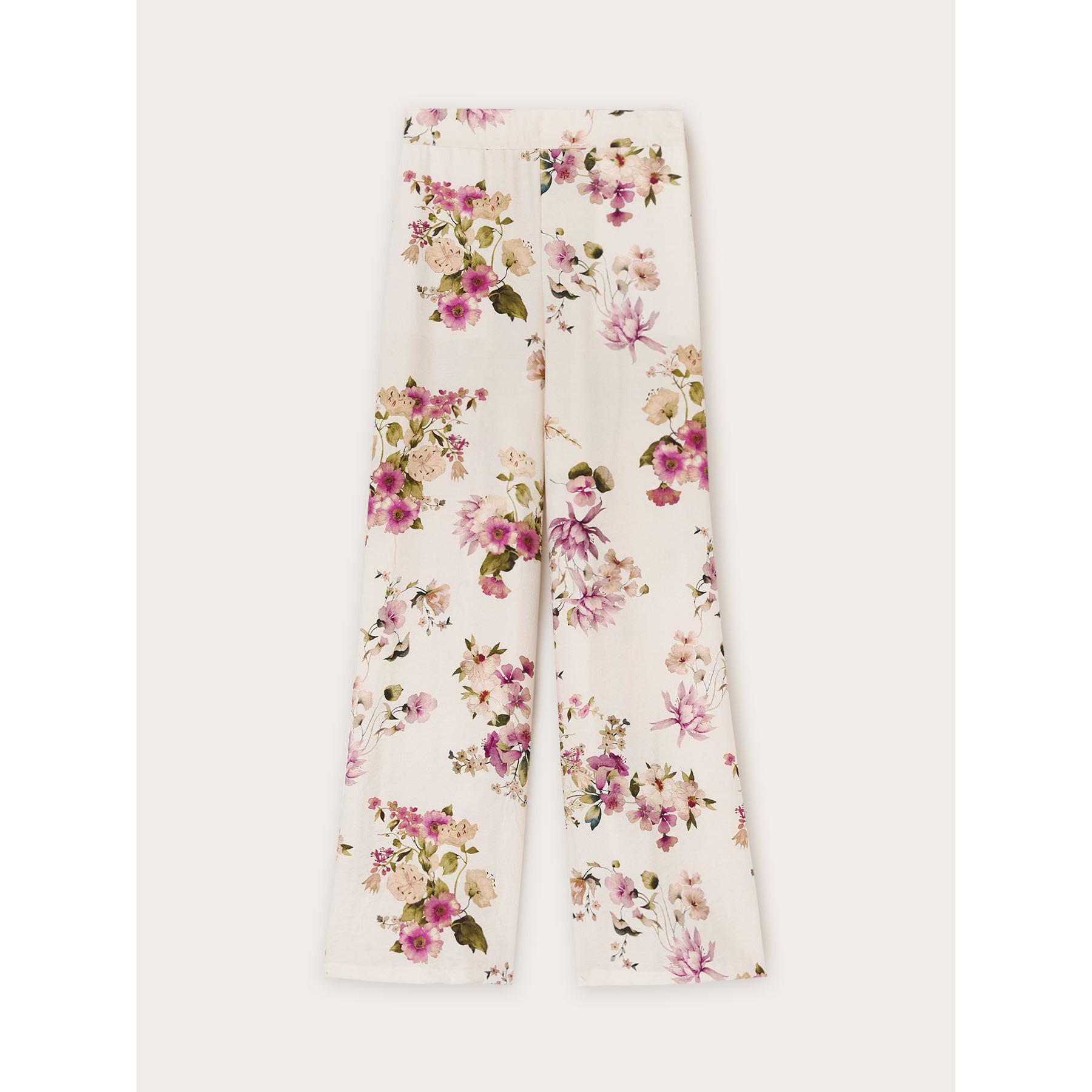 Motivi - Pantalón palazzo fluido con estampado floral - Rosa