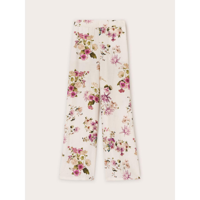 Motivi - Pantalón palazzo fluido con estampado floral - Rosa