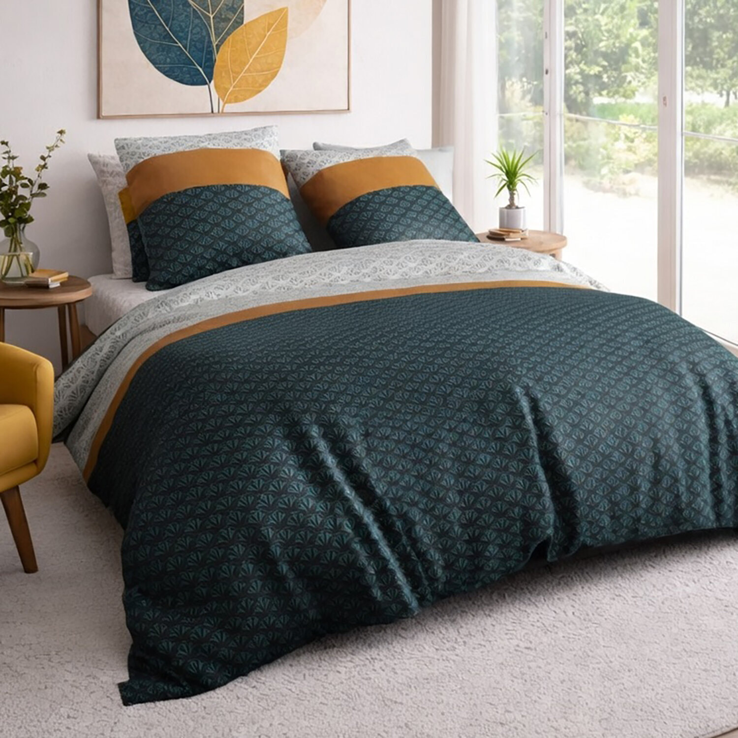 Parure housse de couette imprimé 100% coton - orus