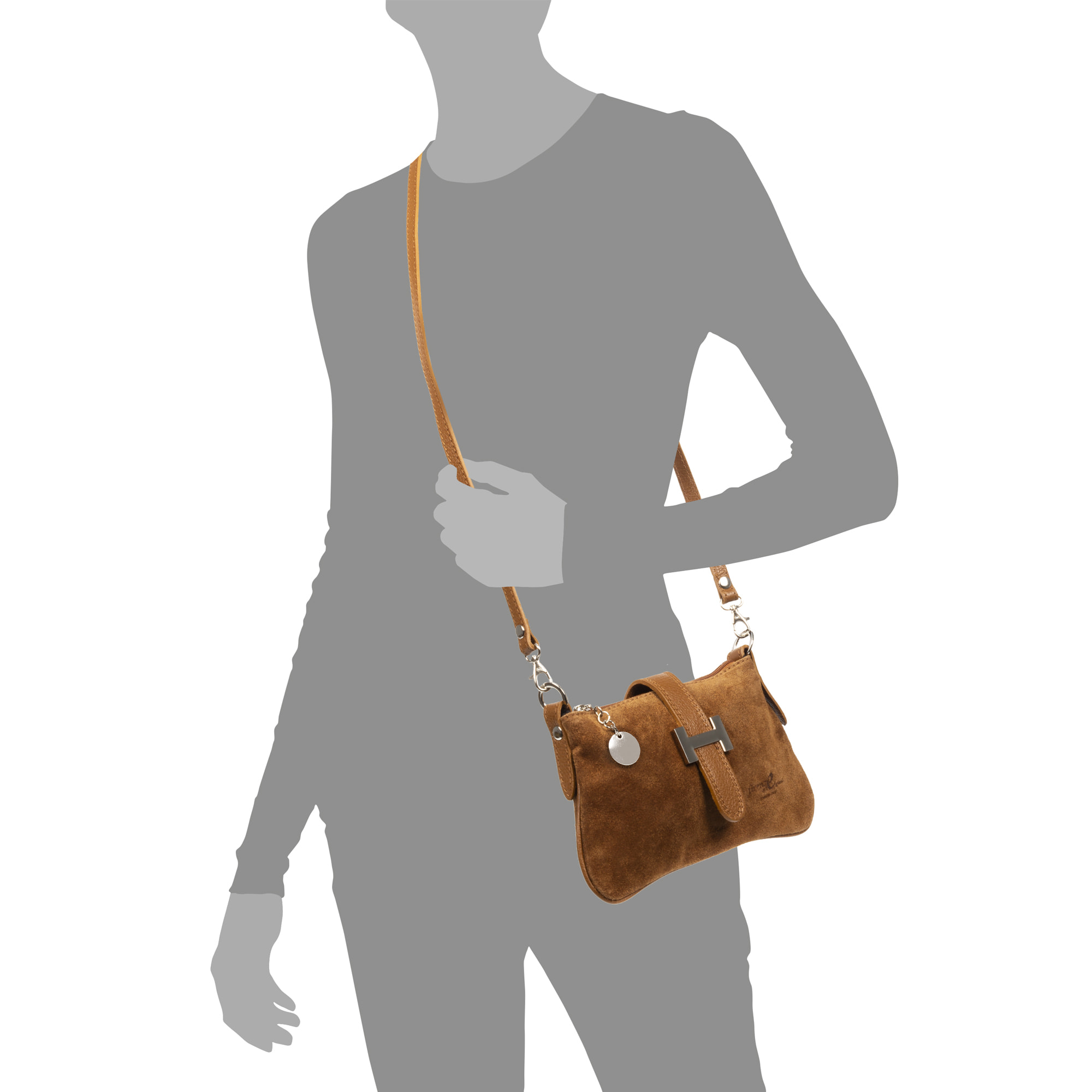 Allerona Bolso de mano Mujer.Piel auténtica Gamuza Dollaro
