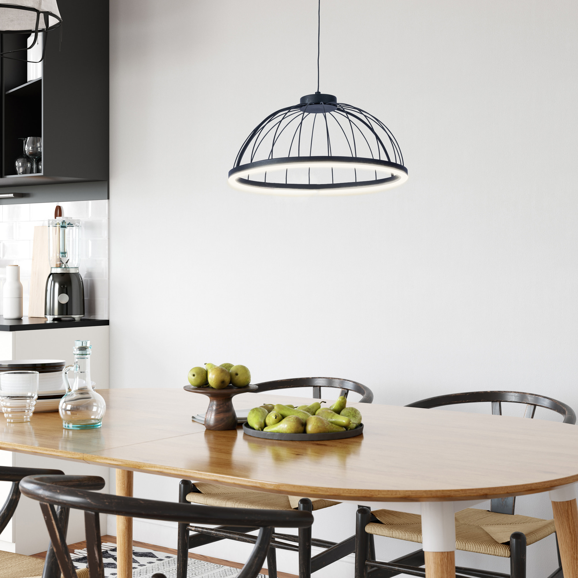 Forlight Colgante Cercle LED 24W Blanco Neutro - 4000K Negro para Interior de Techo en Comedor, Salón, Cocina