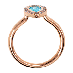 Anello Solitario con Goccia in Cubic Zirconia Blu