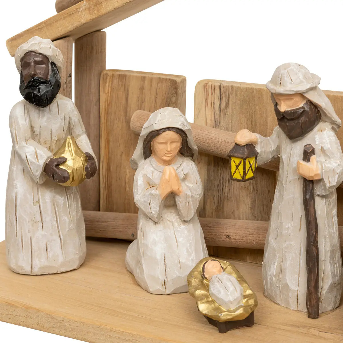 Crèche de Noël avec 7 santons 30x18cm résine