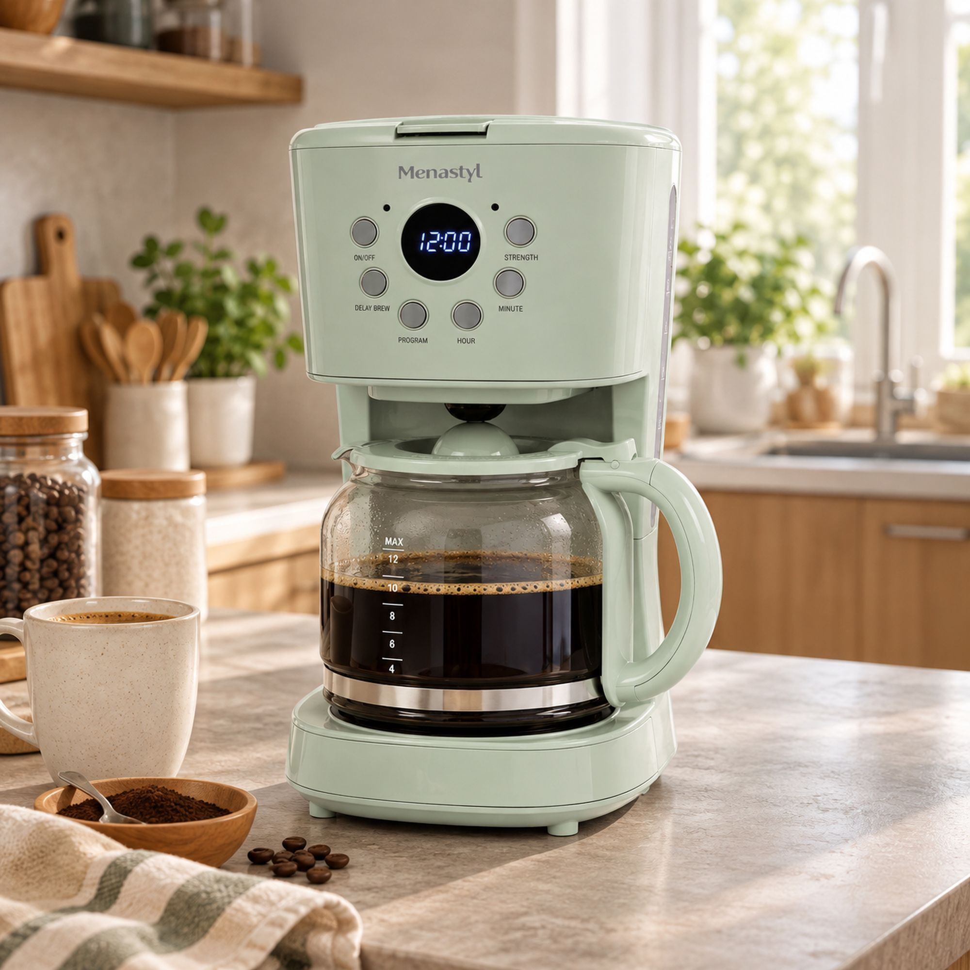 Cafetière electrique 1,5L celadon RETRO
