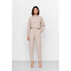 Kocca - Blusa da donna a collo alto con maniche ampie e drappeggio Donna
