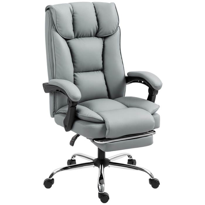 Chaise de bureau inclinable repose-pieds revêtement synthétique gris