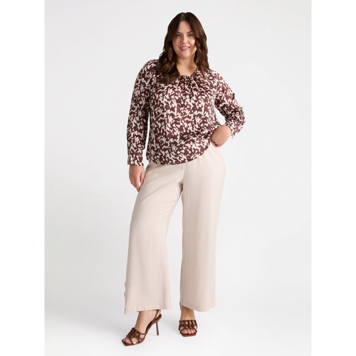 Fiorella Rubino - Blusa con estampado de leopardo - Beige