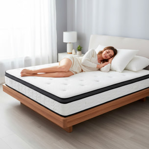 Materasso Matrimoniale Ibrido Con 240 Molle Insacchettate per M² E Memory Foam 5 Zone di Comfort Double Sided Rigidità H3/H4 Medio Rigido