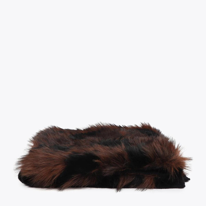 Sciarpa combinata in maglia e pelliccia sintetica